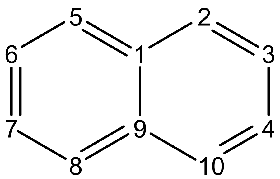 Structure of naphthalene with the atomic numbering