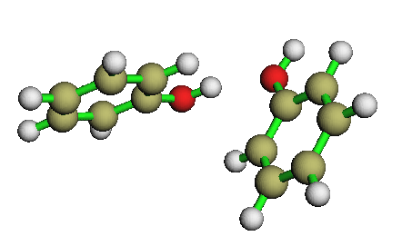 Surface minima above and below the aromatic ring of phenol
