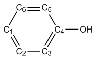 Structure of phenol with atom indices