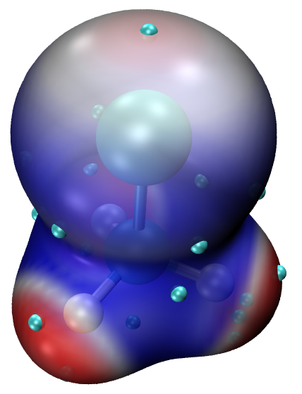 Local electron affinity mapped isosurface plotted with VMD