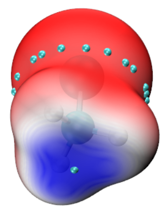 Local electron attachment energy mapped isosurface with a suitable color scale