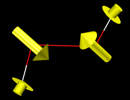 Atomic dipole moment vectors of each atom plotted in VMD