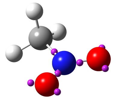 Attractors of a molecule with lone pairs shown as purple spheres