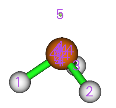 Attractors of the molecule with the lone pair attractor of the phosphorus atom labelled