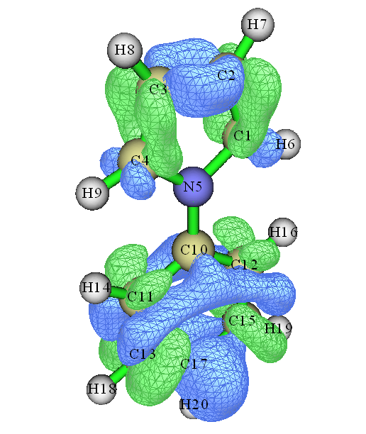 Another view of the transition density isosurface