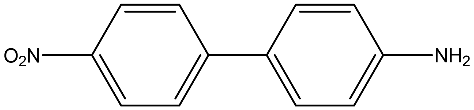 Skeletal structure of O2N-biphenyl-NH2