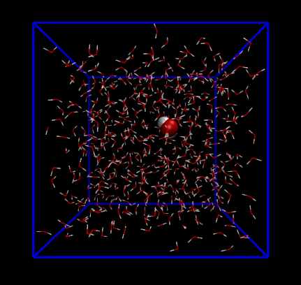 The water box with the studied water molecule at its center
