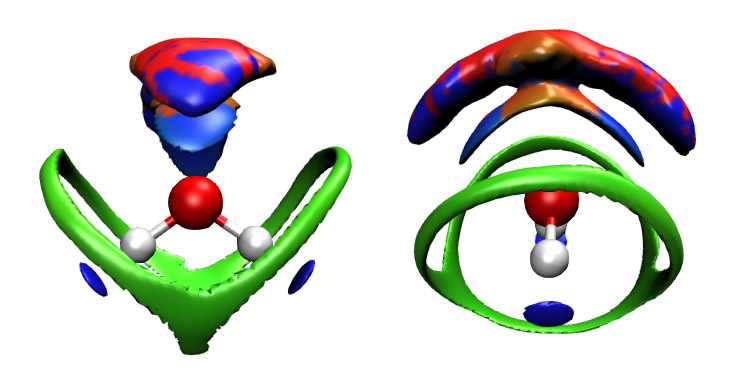 Weak interaction regions colored by the fluctuation of the interaction