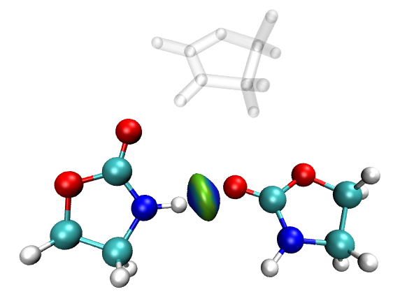 delta-g-inter isosurface of the oxazolidinone trimer after fragment redefinition