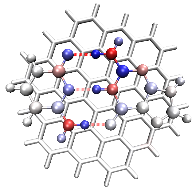 The system visualized in VMD with the atom indices indicated