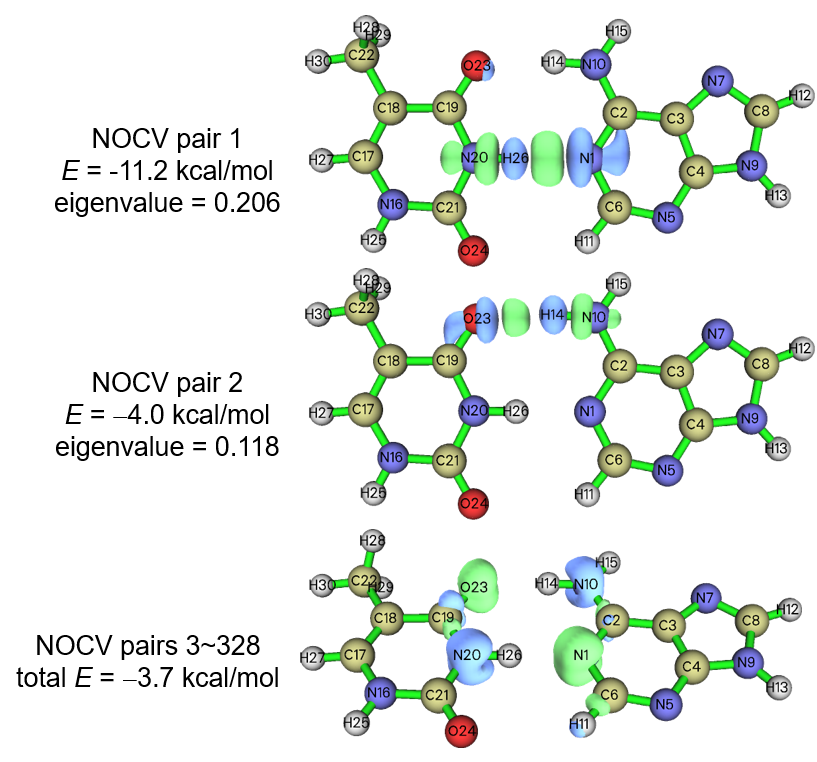 NOCV deformation densities of the adenine-thymine base pair