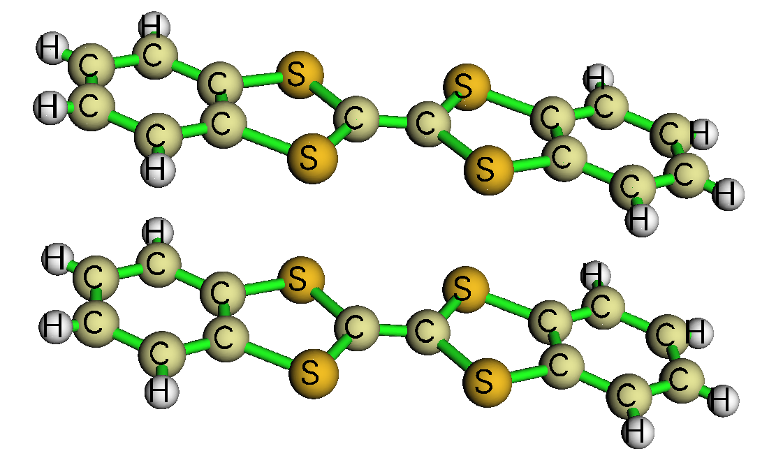 The two DB-TTF molecules used in the intermolecular orbital overlap integral analysis