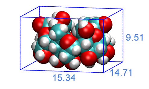 Molecular diameter and length/width/height of alpha-cyclodextrin