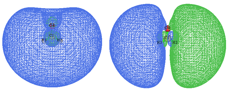 Isosurfaces of the electron density shells corresponding to the peaks of the radial distribution function