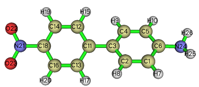 Structure of dopamine with atom indices