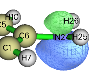 The lone pair orbital of the nitrogen atom N24
