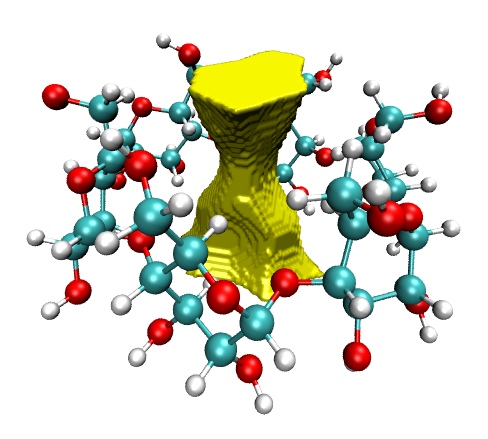 The molecular cavity surface of the studied system