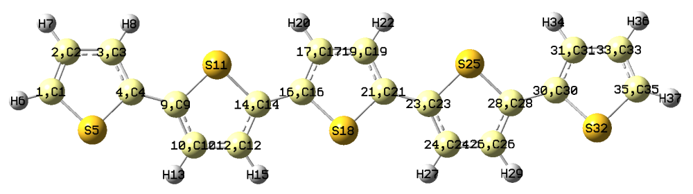 Structure of the thiophene oligomer