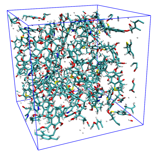 Free regions in the unit cell of coal visualized as an isosurface