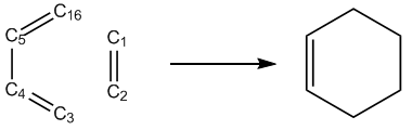 Schematic diagram of the electrocyclic reaction studied along the IRC path