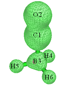 FOD isosurface of the molecule at isovalue 0.013
