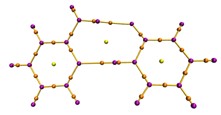 AIM topology map of the 2-pyridoxine 2-aminopyridine dimer plotted in VMD