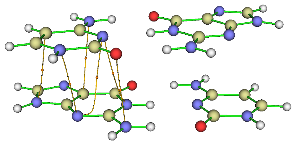 Topology map keeping only the bond paths and BCPs between fragments 1 and 3