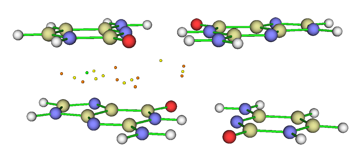 Critical points located between two specified fragments of the base pair