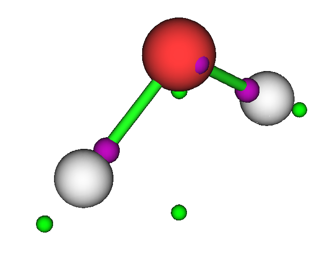 Maxima and minima of the deformation density of H2O