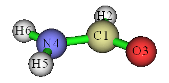 Molecular structure of NH2COH with atom indices