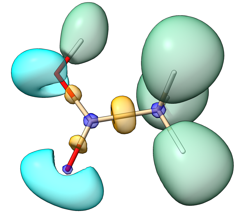 Isosurface of the Laplacian of the electron density of 1,3-butadiene
