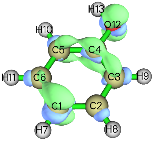 Isosurface map of the Fukui function for electrophilic attack (f-) of phenol