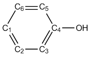 Structure of phenol with the carbon atoms numbered