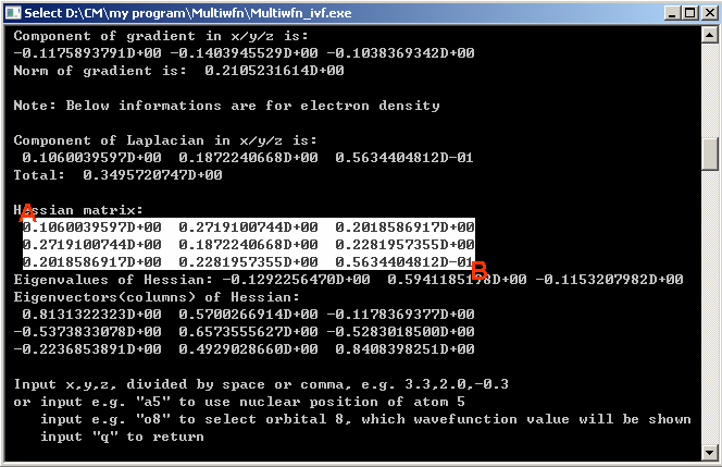 The text selected in the command-line window with the Mark function