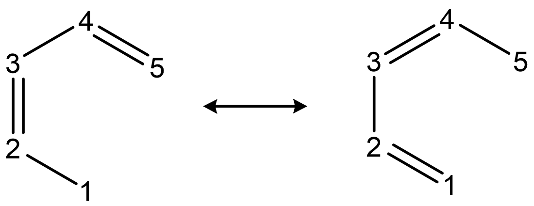 Resonance between the 1-2 and 4-5 bonds of a five-membered ring