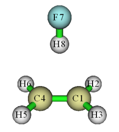 Geometry of the C2H4...HF complex