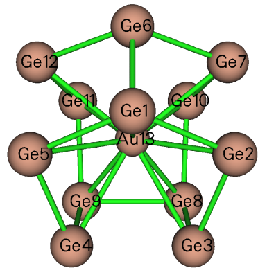 Au13 cluster with twelve Ge atoms used in the average bond length example