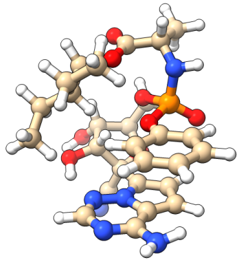Most stable conformation of remdesivir found by Molclus